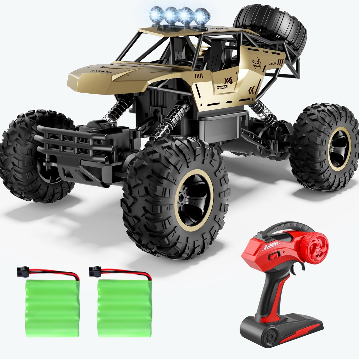 Detalle de Jiakora 1:12 Off-Road RC Monster Truck (4WD) with Dual Batteries, LED Headlights and Metal Shell