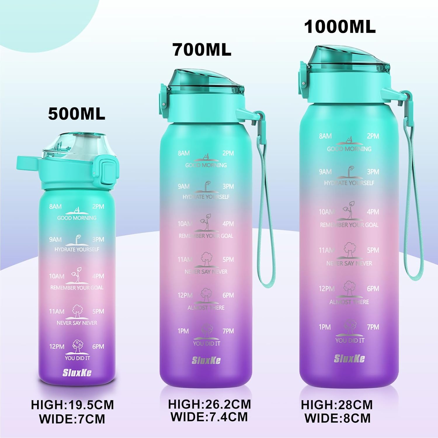 Detalle 1 de SLUXKE Gourde isotherme 0,5 L en acier inoxydable avec poignée et bouchon anti-fuite
