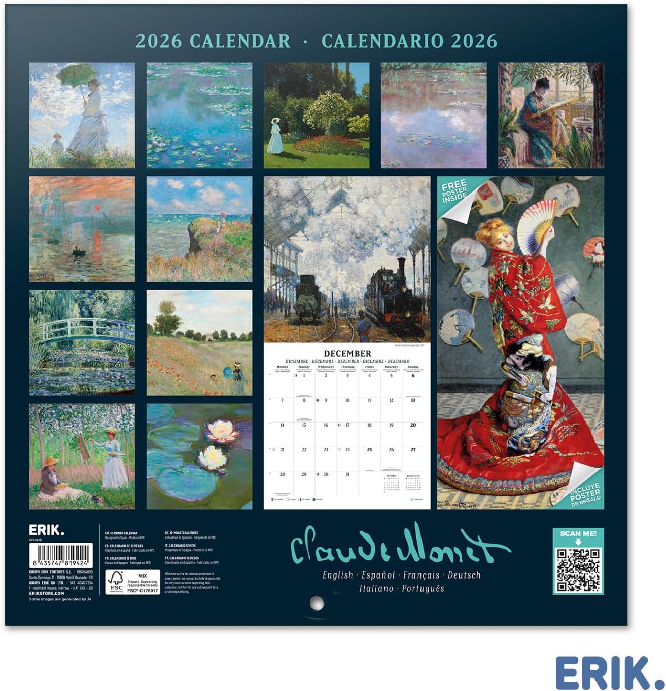 Thumbnail 1 de Grupo Erik Calendario muro Monet 2026 mensile 30x30 cm 📅