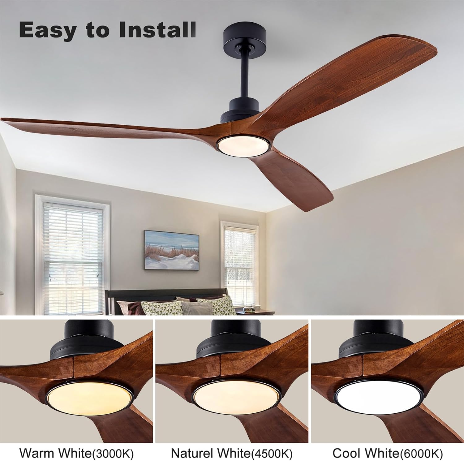 Detalle 2 de Ceiling Fan With Light, 60-Inch