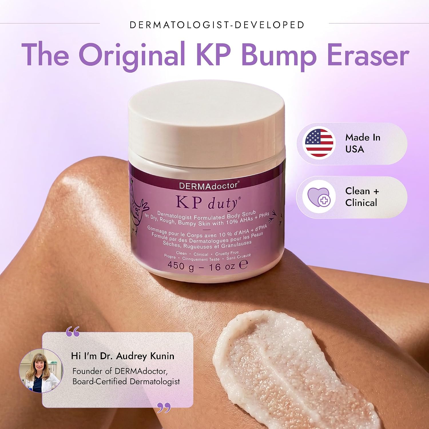 Detalle 2 de DERMAdoctor KP Bump Eraser Body Scrub with 10% AHAs + PHAs (Glycolic & Lactic acids) — 16 fl oz
