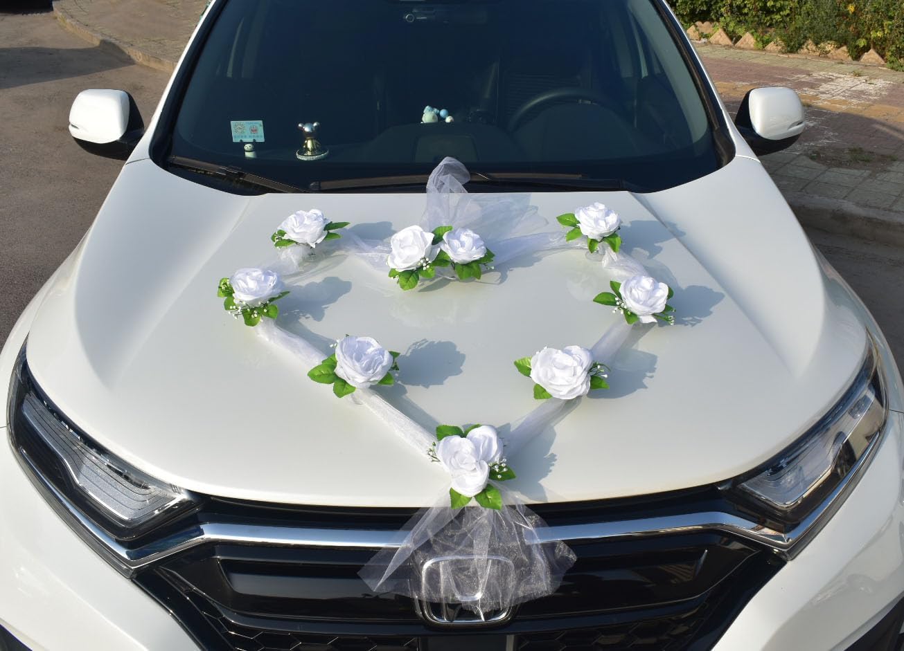 Thumbnail 1 de Chexin Autoschmuck Hochzeit Braut Paar Seidenblumen & Autogirlande Set mit 9 Saugnäpfen