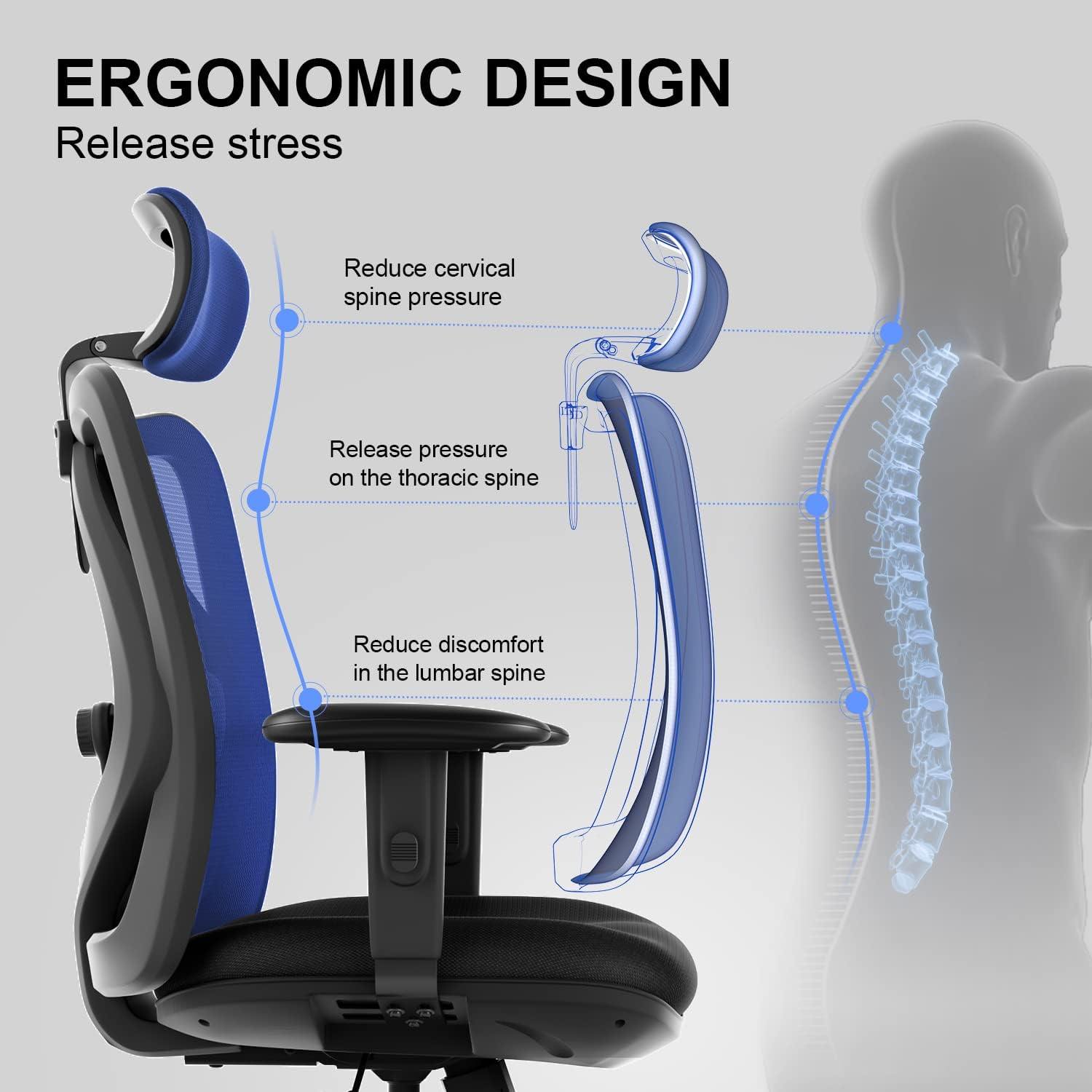 Detalle 2 de SIHOO M18 Ergonomic Office Chair 150 kg