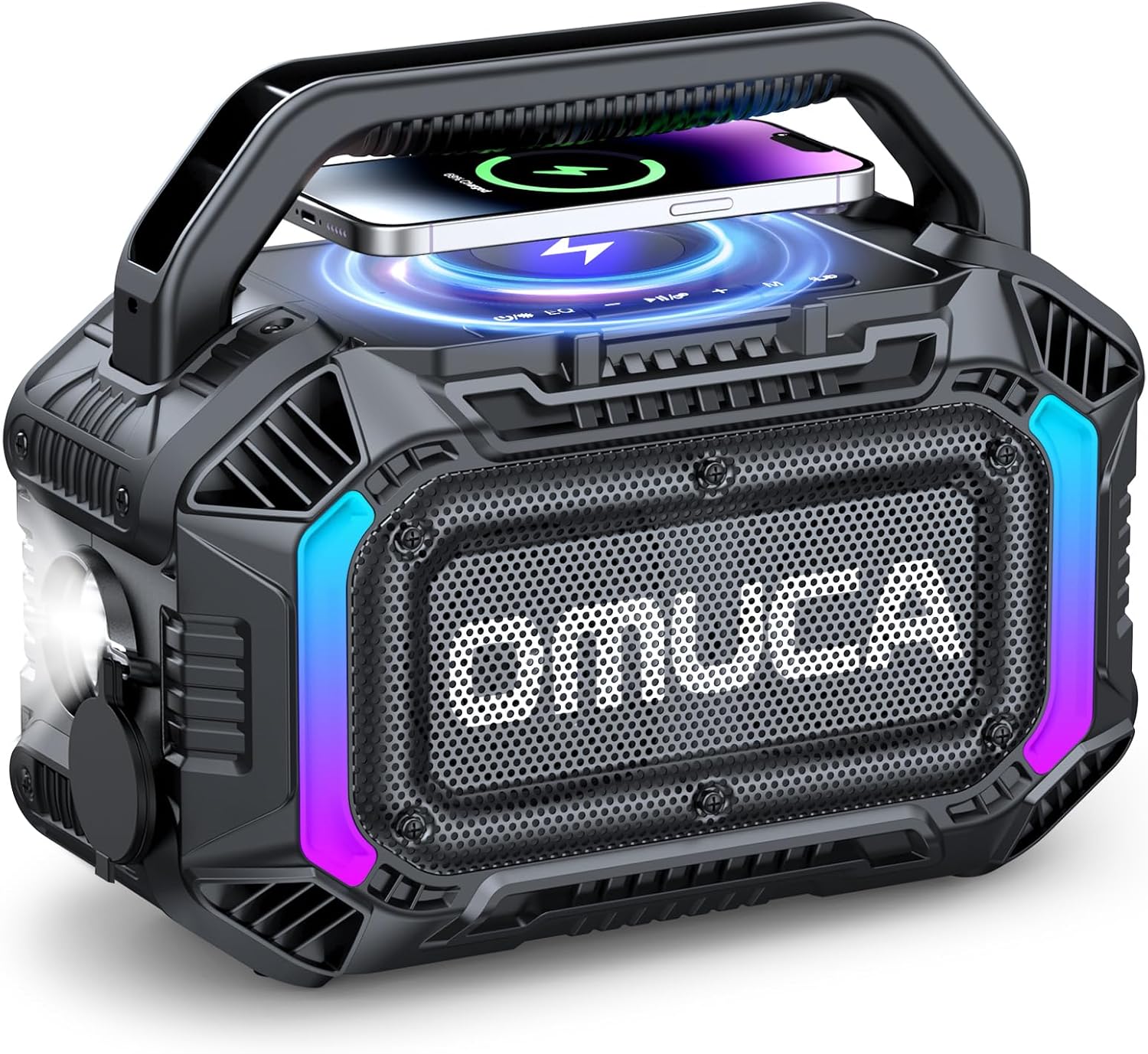 Detalle de OMUCA 100W Bluetooth Portable Speaker (IPX7, Floatable, RGB Light, 20H) – Black