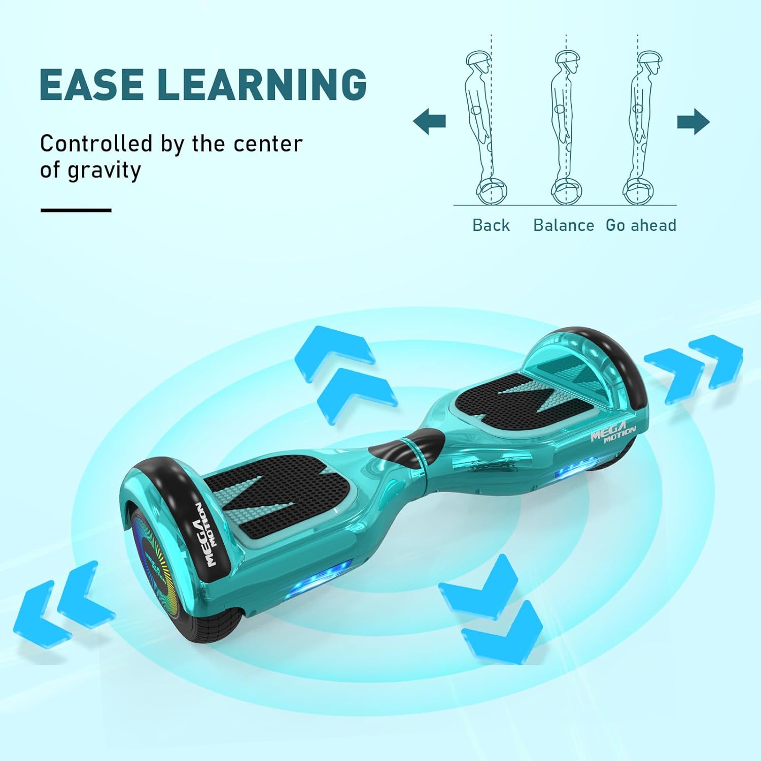 Detalle 2 de MEGA MOTION Hoverboard für Kinder mit 6,5 Zoll & Bluetooth-Lautsprecher