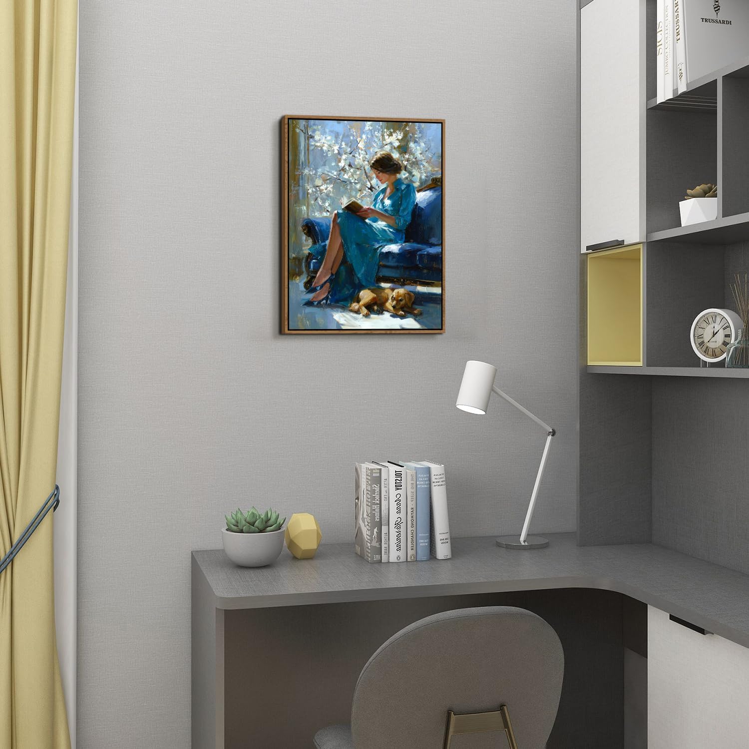 Thumbnail 3 de AREBOLO Vintage Framed Canvas Wall Art – Elegant Woman Reading Print, 12x16 inch