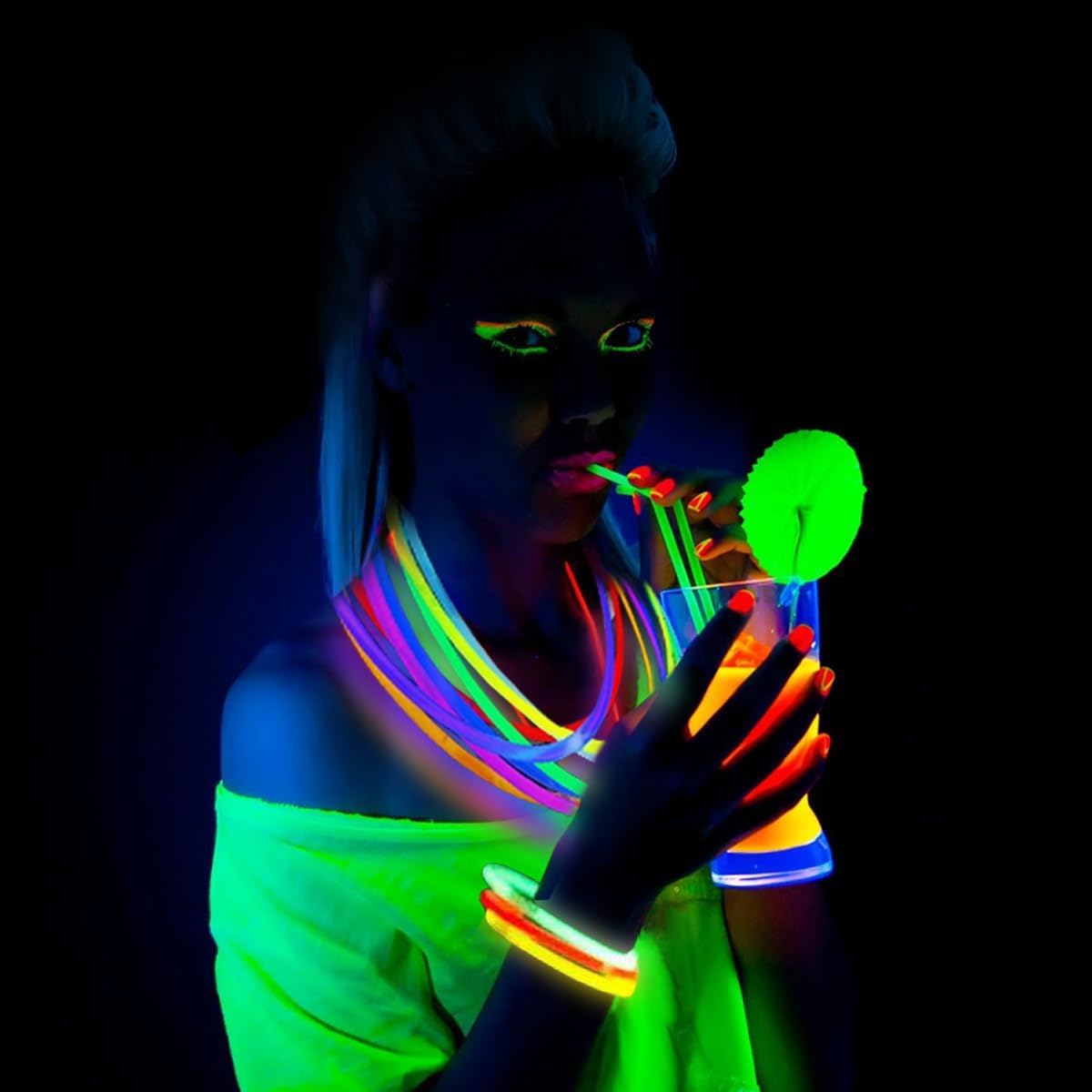 Thumbnail 3 de Ammy Glow Glow Sticks (205 Pcs Kit) Bulk Party Pack with Connectors & Glasses