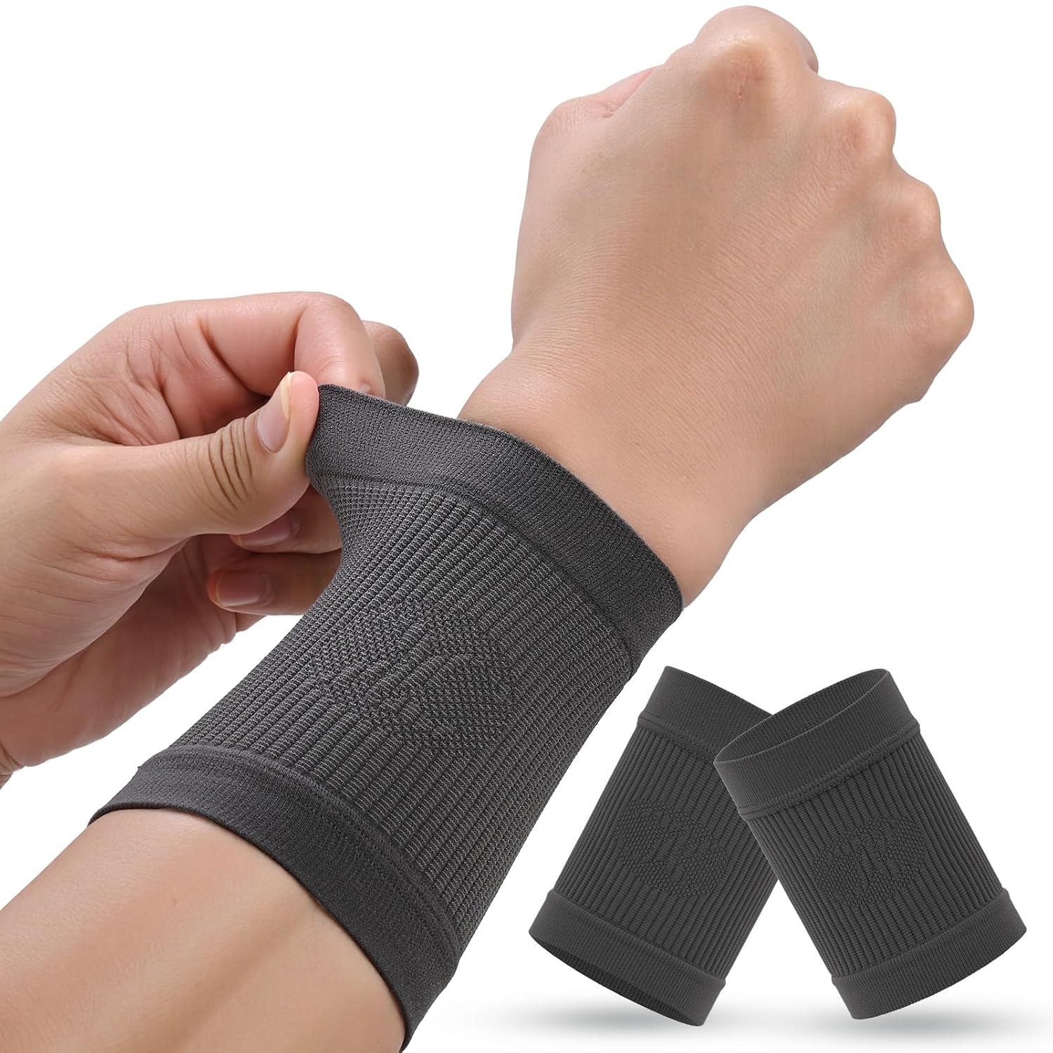 Detalle de KEKING Compression Wrist Sleeves, X-Large Grey, Nylon-Spandex, 20–30 mmHg