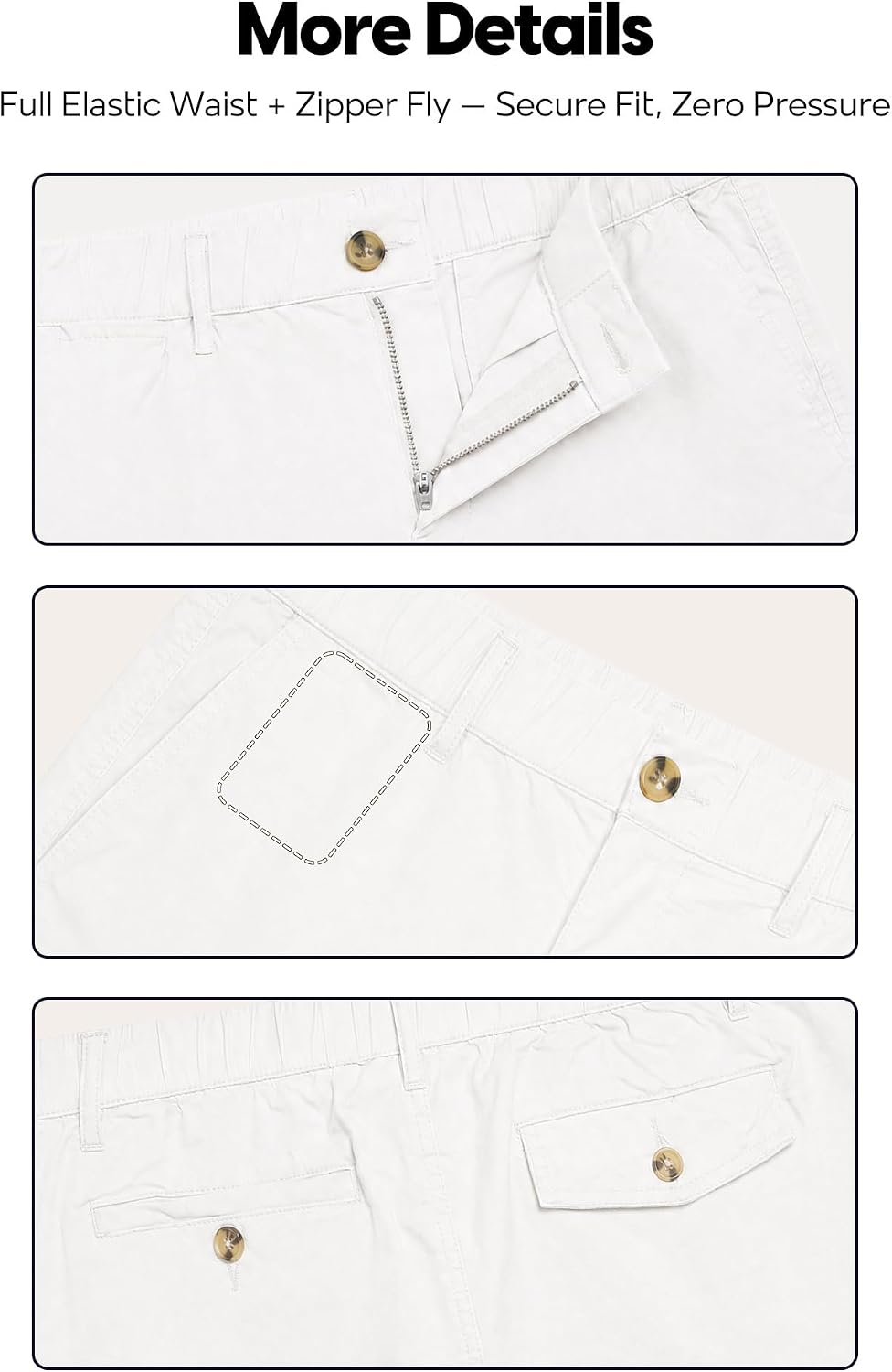Thumbnail 6 de Maamgic Men's Classic-fit 5.5" Cotton Casual Shorts with Elastic Waistband