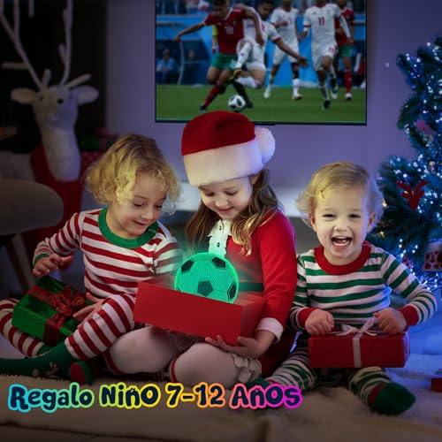 Detalle 2 de Linkax Luz Nocturna 3D Fútbol Infantil: Ilusión Óptica, 16 Colores y Control Remoto