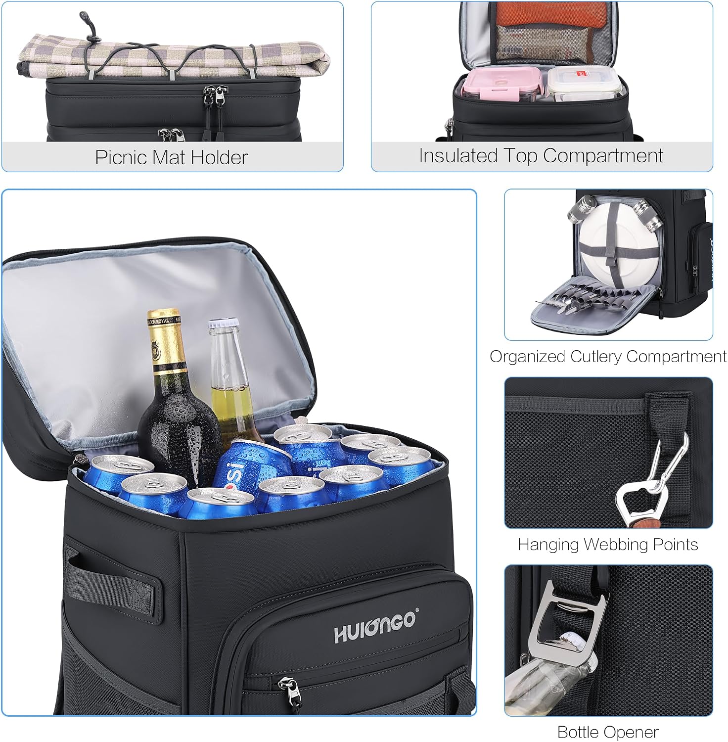 Detalle 2 de Hulongo Large Waterproof Insulated Cooler Backpack