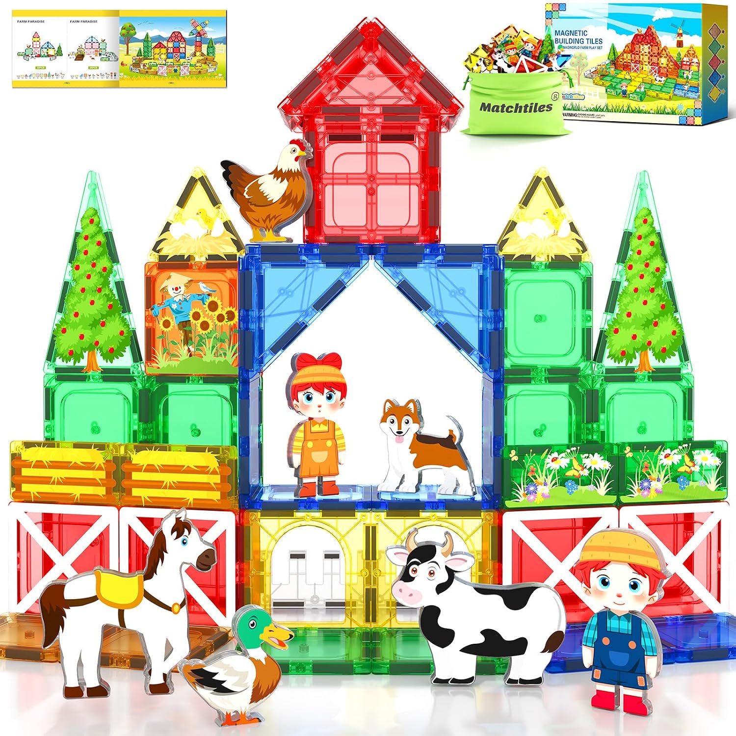 Detalle de Magnetic Tiles Farm Animals Set 44-piece