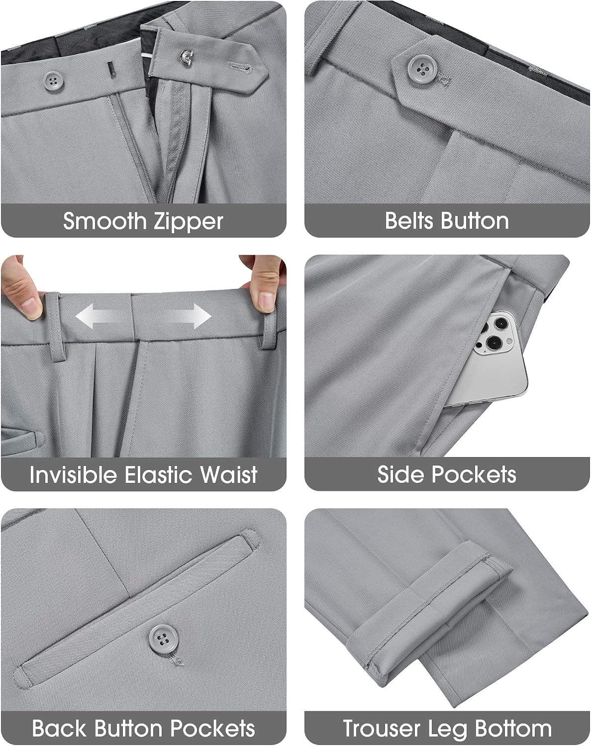 Thumbnail 6 de WULFUL Men’s Slim Fit 3-Piece Suit Set (Two-Button Blazer, Vest & Pants)