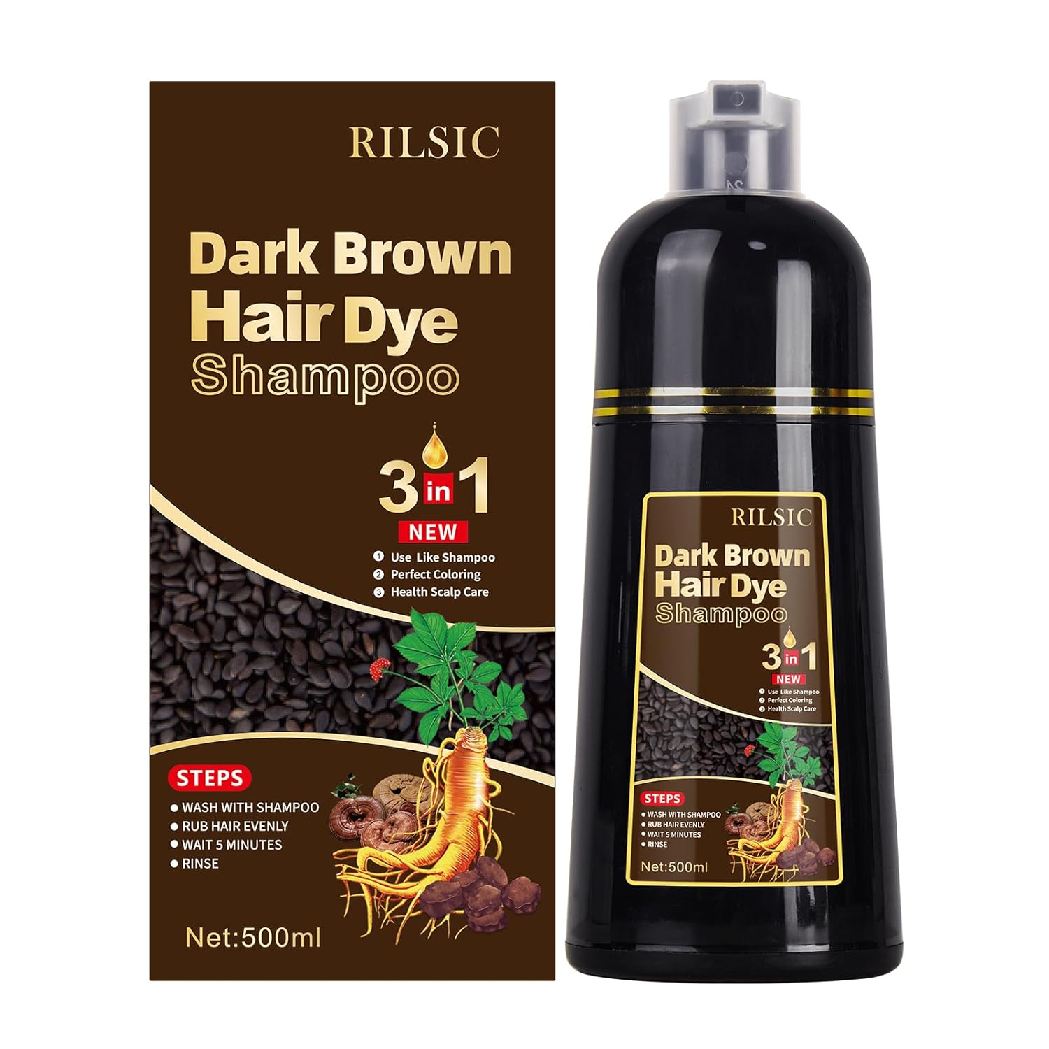 Thumbnail 5 de GFEUGS Haarfarbe Dunkelbraune Haarfärbeshampoo 500ML