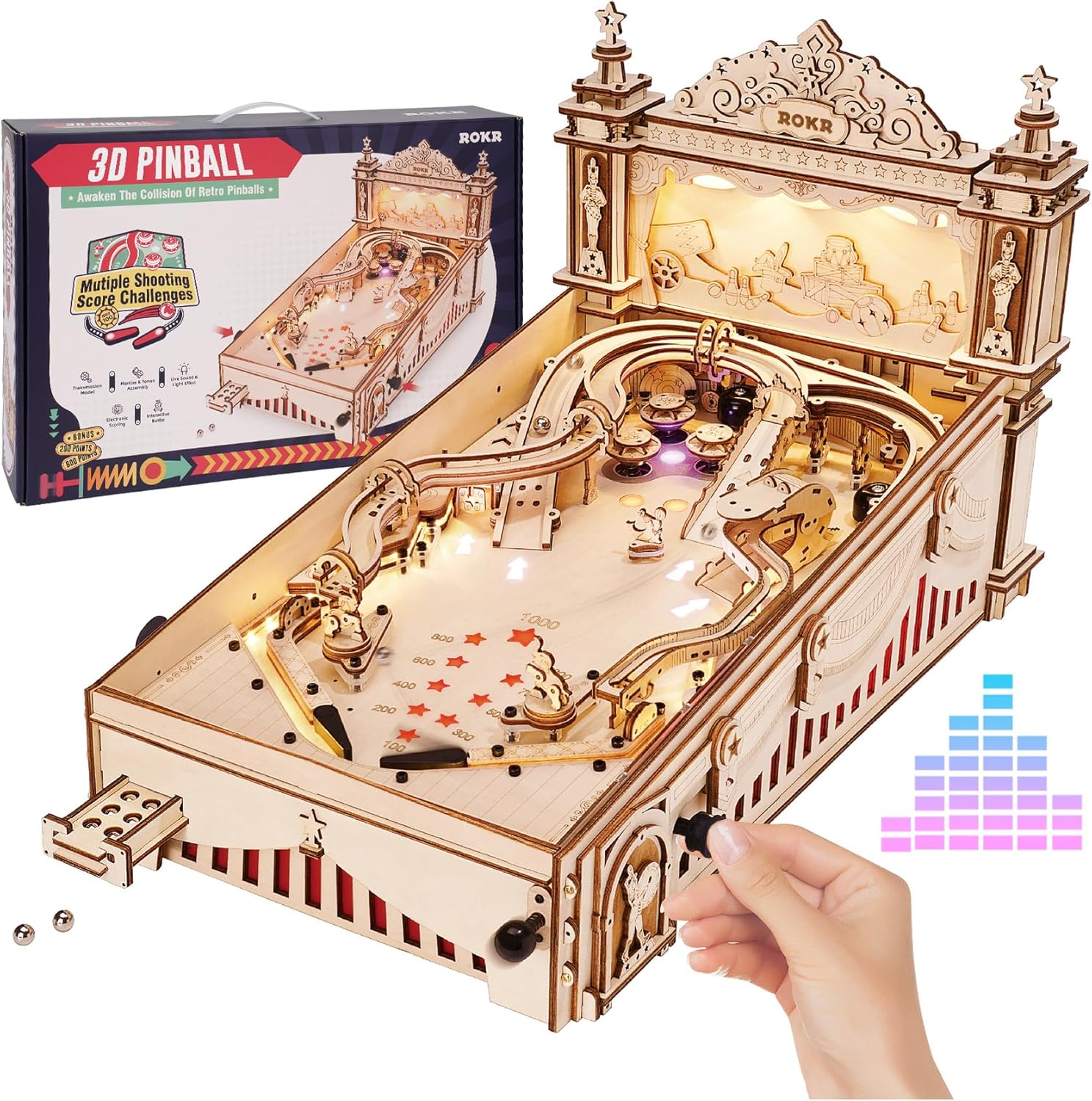 ROKR Miniature Pinball Machine 12H 🧩
