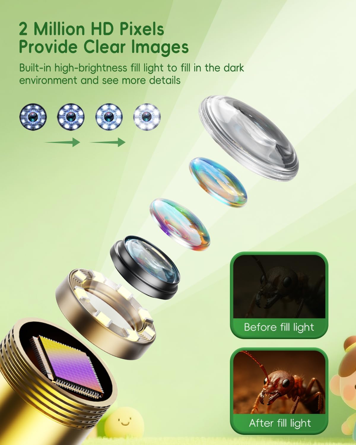 Thumbnail 3 de Endoscope for Kids: 2.4-Inch Snake Camera with Lights for Outdoor Exploration