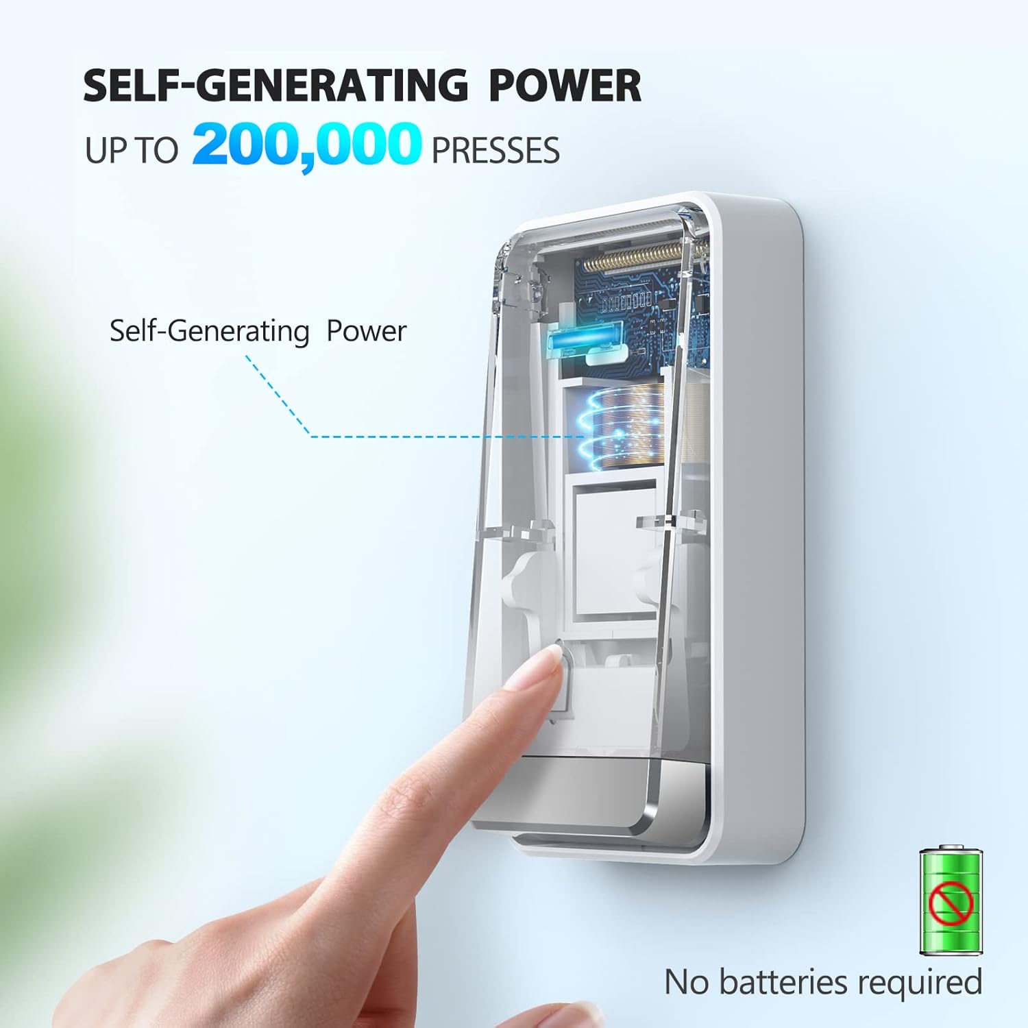 Detalle de TECKNET Self-Powered Doorbell 1300 ft 🔔