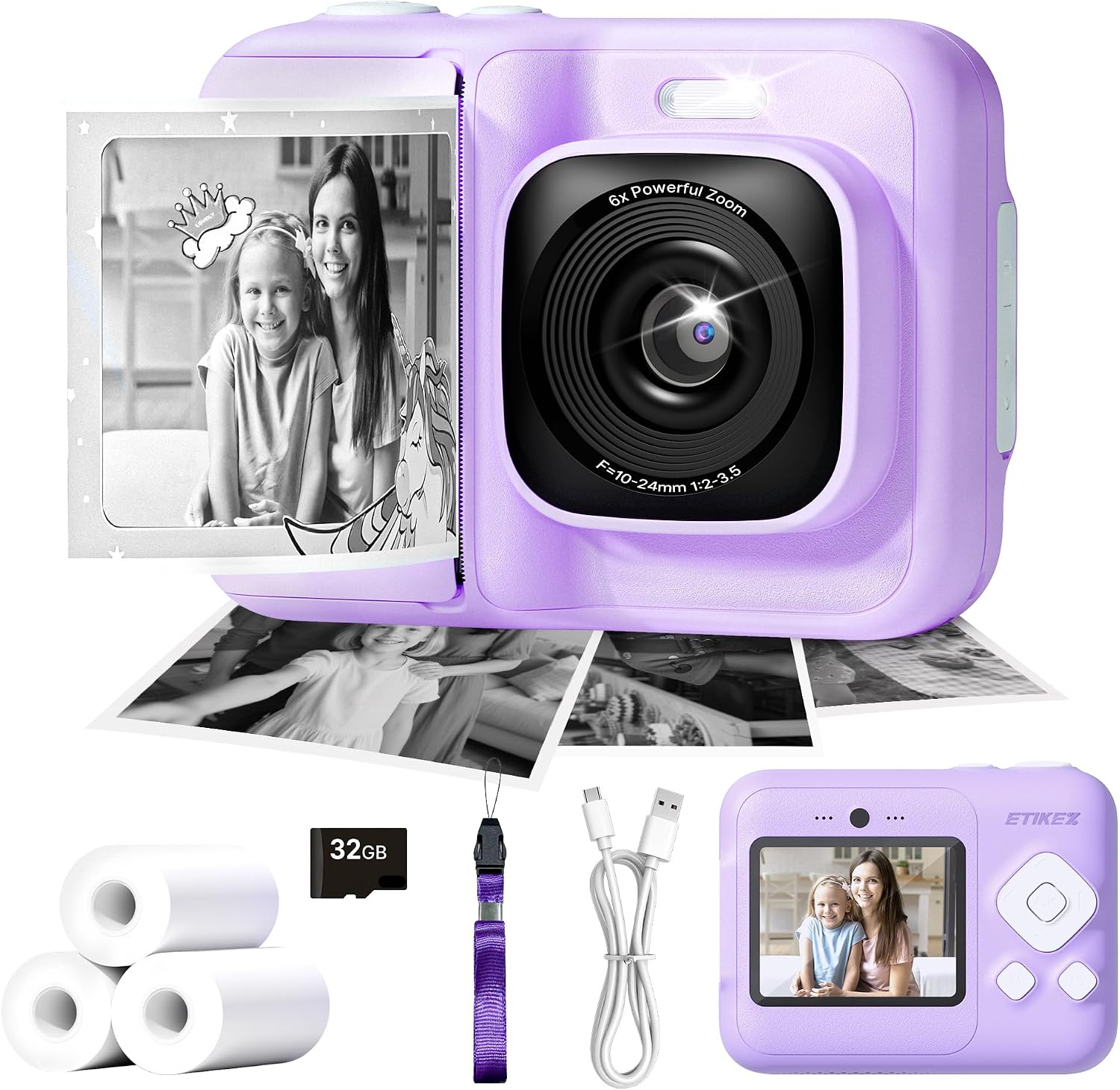 Detalle de ETIKEZ Kids Camera 1080P instant print, 32GB