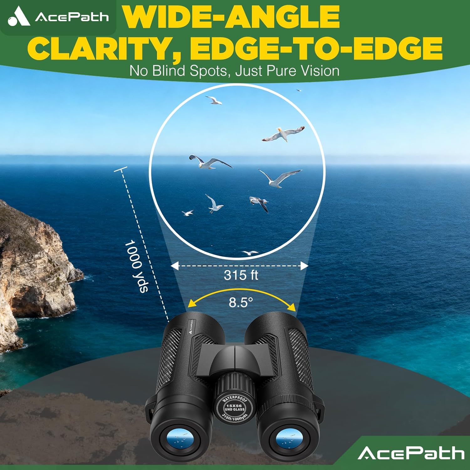 Thumbnail 5 de AcePath 15x56 Binoculars for Adults — Compact Waterproof High-Powered Glasses-Friendly Optics