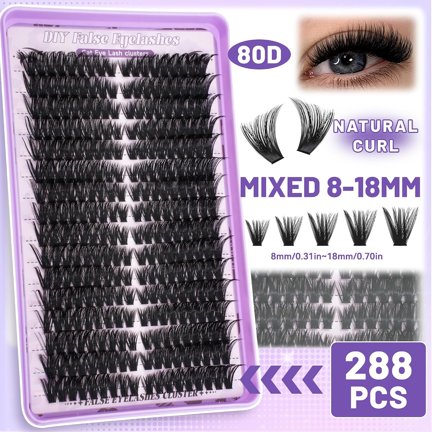 Thumbnail 6 de QUAFFLY DIY Lash Cluster Kit, 1,184 Clusters, 40D–100D, 8–18 mm