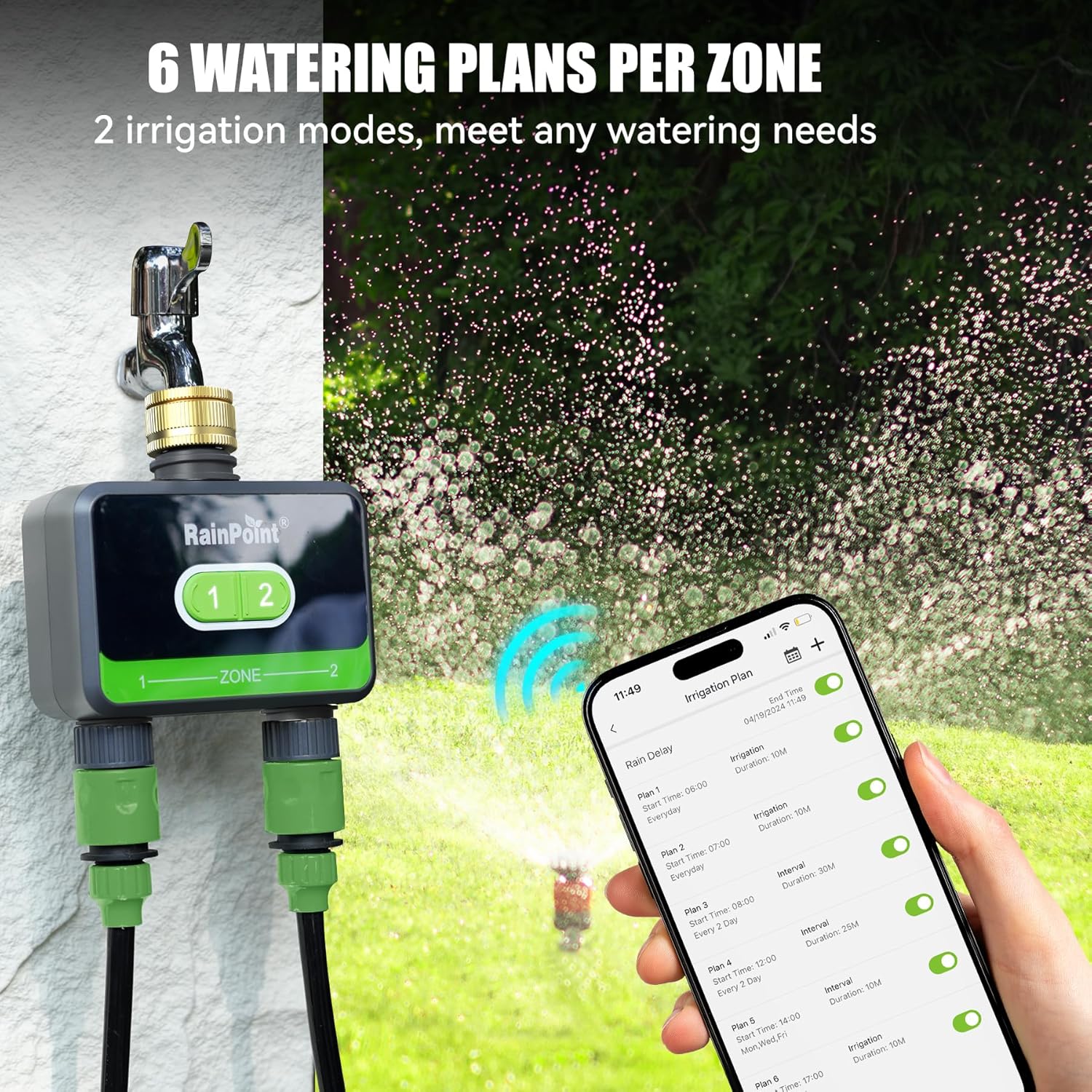 Thumbnail 1 de RAINPOINT Timer Irrigazione 2 uscite: controllo intelligente per giardino con Alexa e Google Assistant
