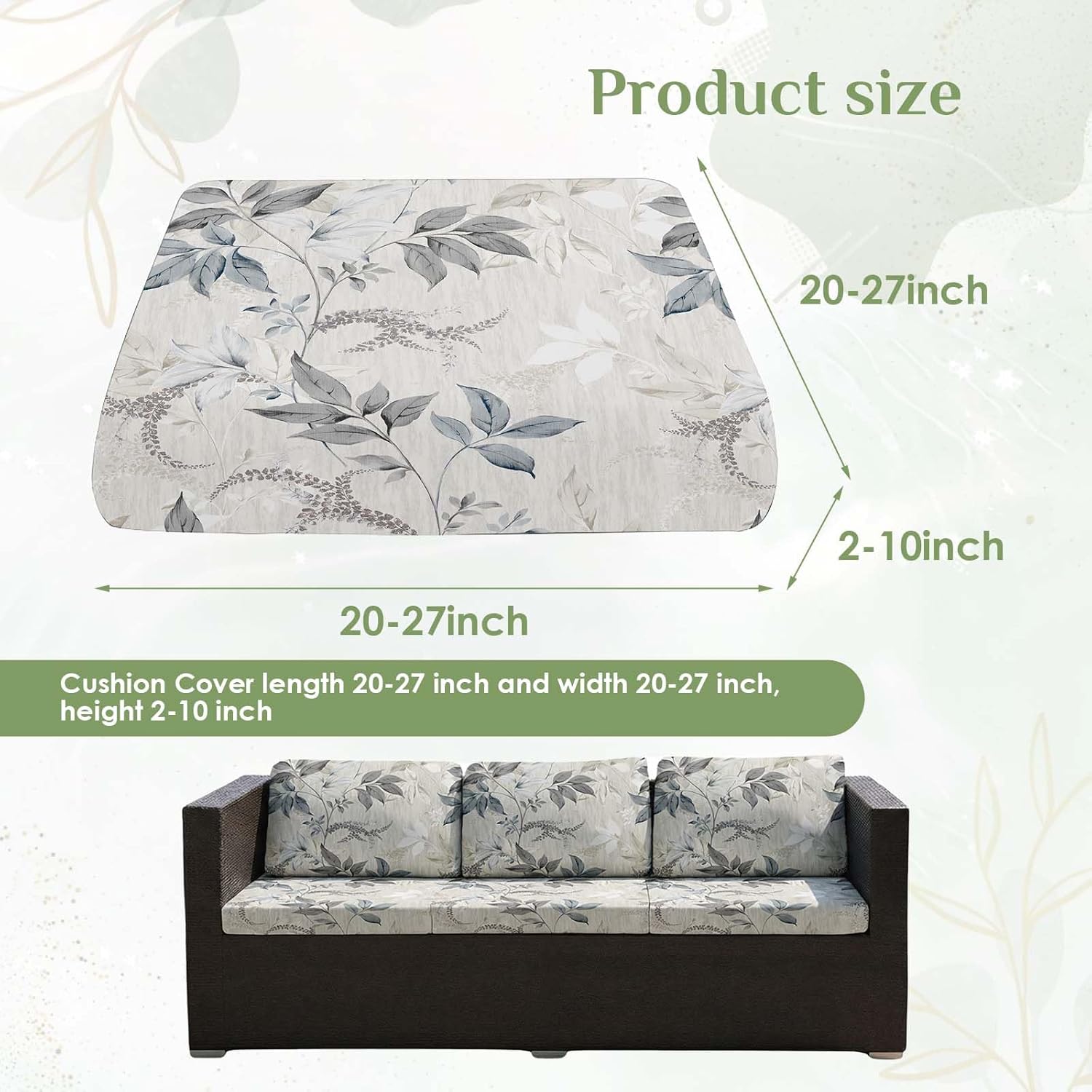 Thumbnail 1 de LiveGo 8-Pack Patio Stretch Sofa Cushion Covers (Flowers) for Outdoor Cushion Protection