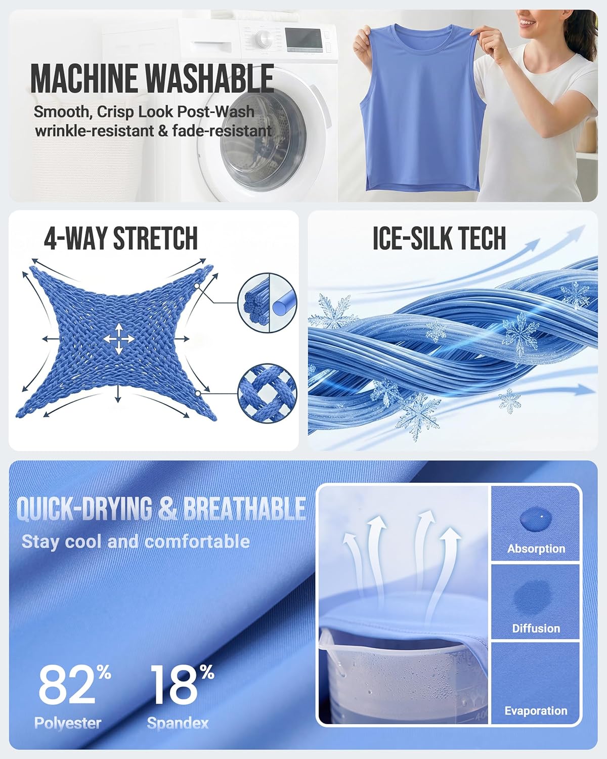 Detalle 1 de Ice Silk Crop Workout Tank 4-Way Stretch
