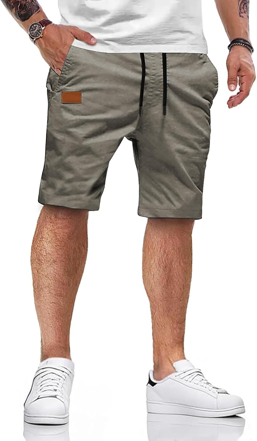 Thumbnail 6 de HMIYA Kurze Hose Herren Baumwolle – Chino Shorts mit elastischer Taille, Taschen und echtem Lederetikett