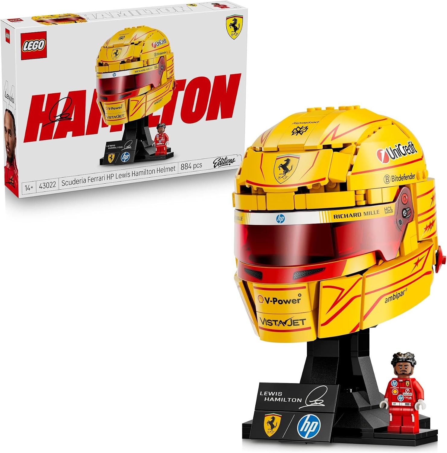 Detalle de LEGO Editions Scuderia Ferrari HP Lewis Hamilton Helmet (43022) – Modello da Esposizione con Minifigure