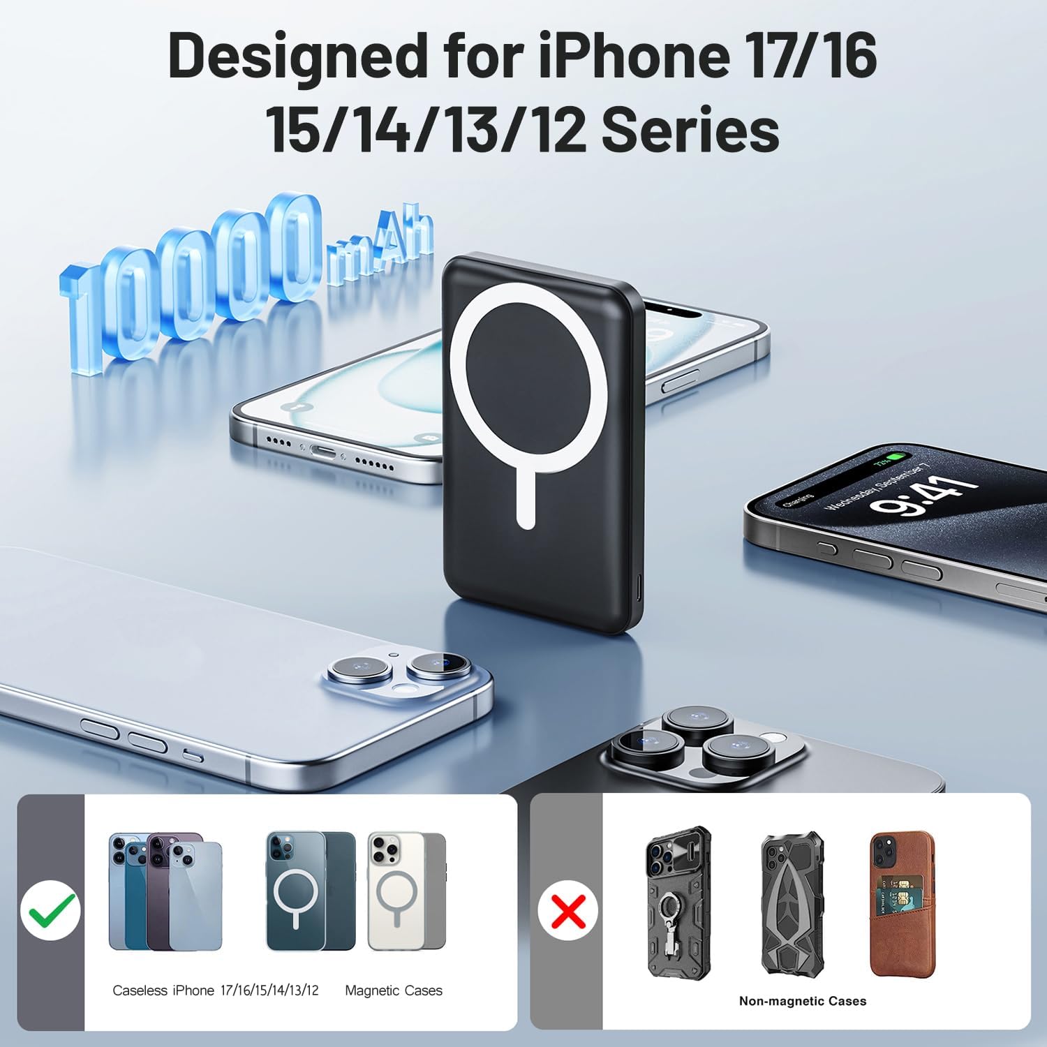 Thumbnail 2 de AOGUERBE KT-D001 Magnetic Power Bank, 10,000mAh, 15W Wireless Charging and Stand