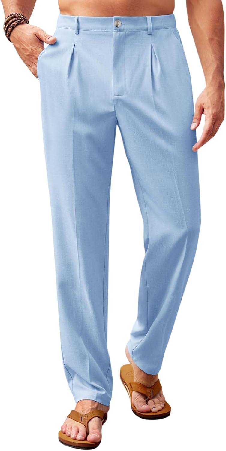Thumbnail 5 de Runcati Men's Casual Pants with Elastic Waist – Lightweight Loose Fit Pleated Slacks