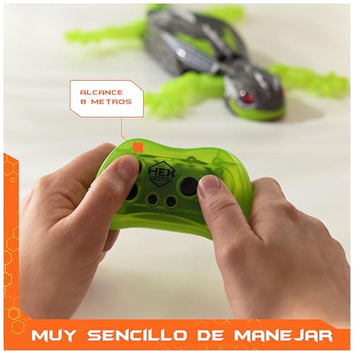 Detalle de HEX BOTS Wallcrawler Gecko, robot reptante con mando y luces para trepar por paredes (juguete 4 años+)