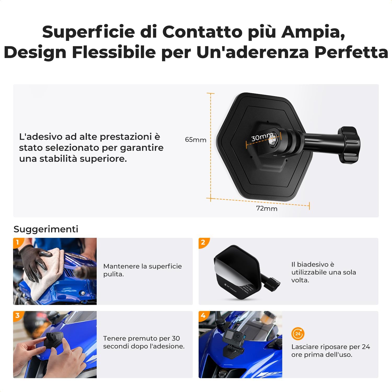 Thumbnail 4 de K&F CONCEPT Supporto adesivo per action cam 72×65 mm