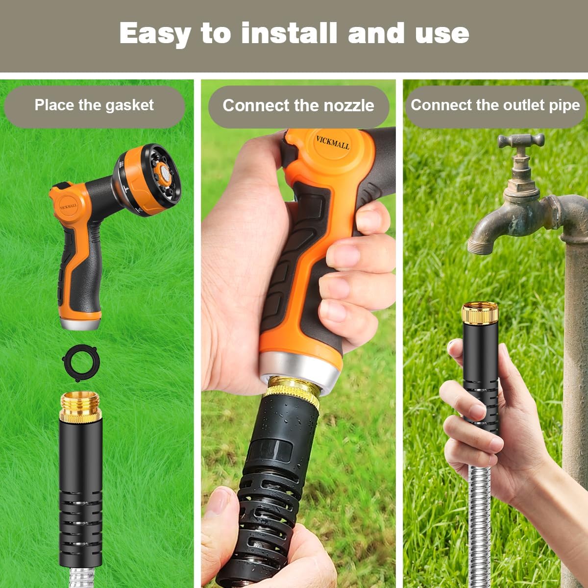 Detalle 2 de VICKMALL Hose Spray Gun 50 ft garden hose