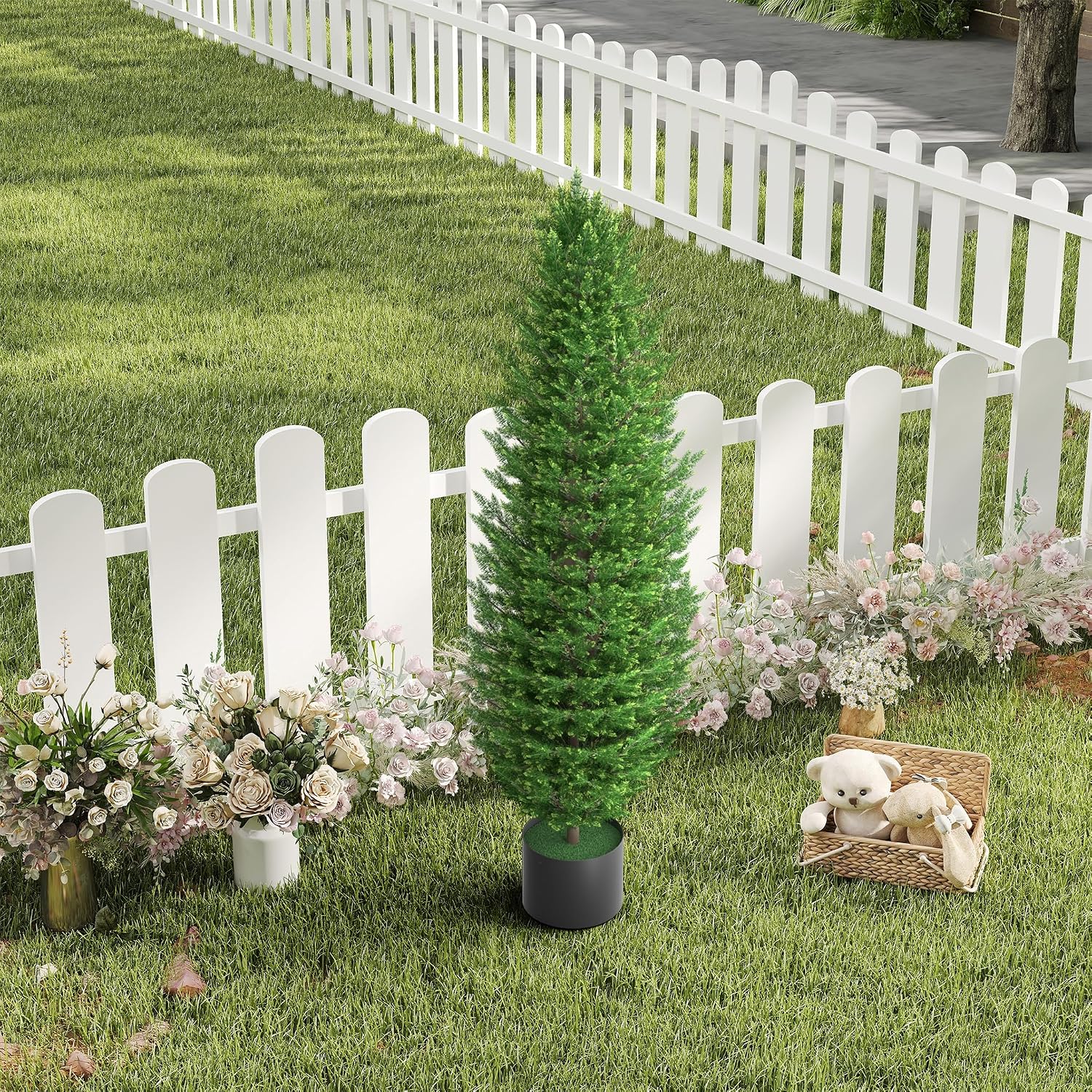 Thumbnail 6 de LZQ Set of 2 150 cm Artificial Cypress Trees with Pots, UV-Resistant
