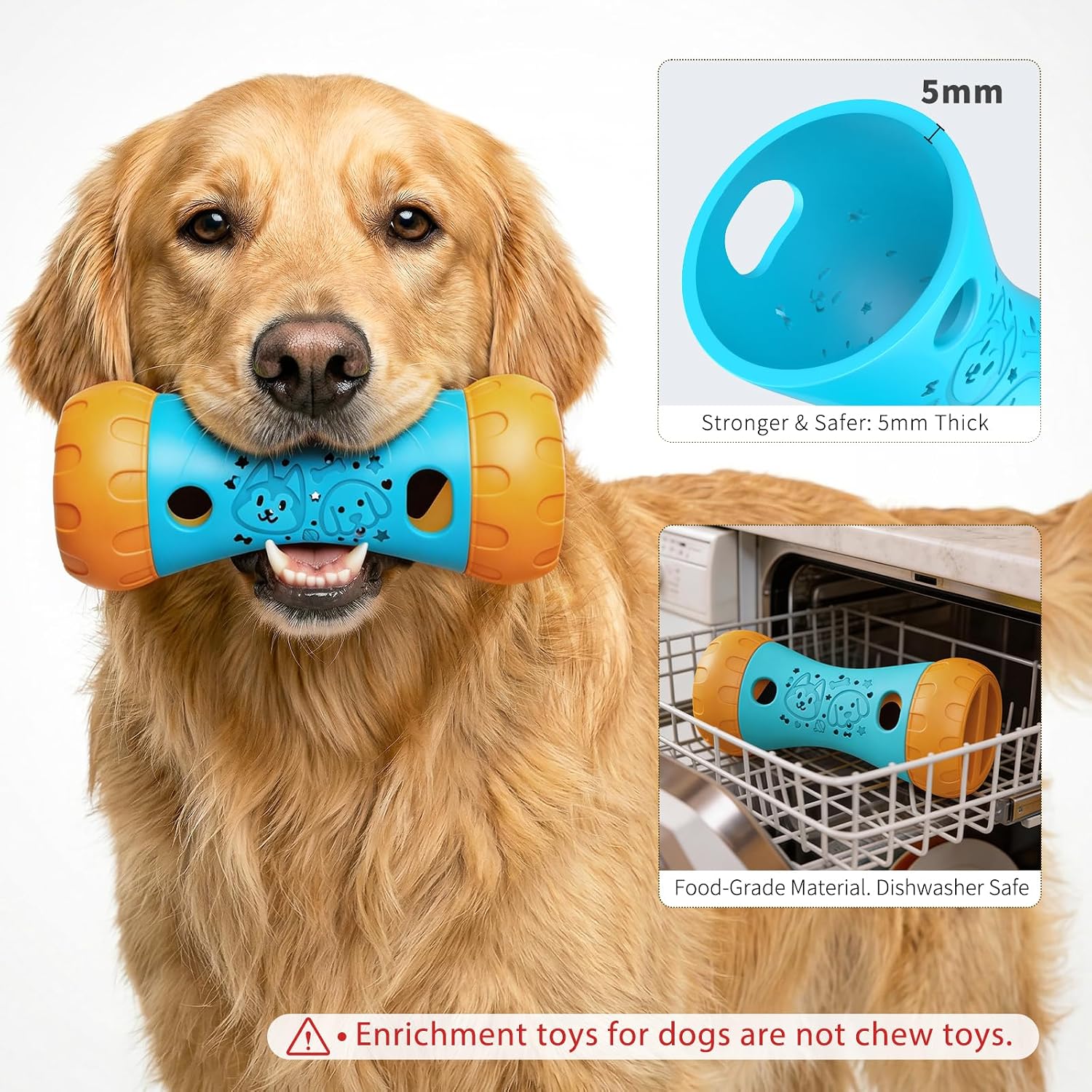 Detalle de Interactive Dog Toys for Boredom: Treat Dispenser and Slow Feeder for Small/Medium Dogs (Blue)