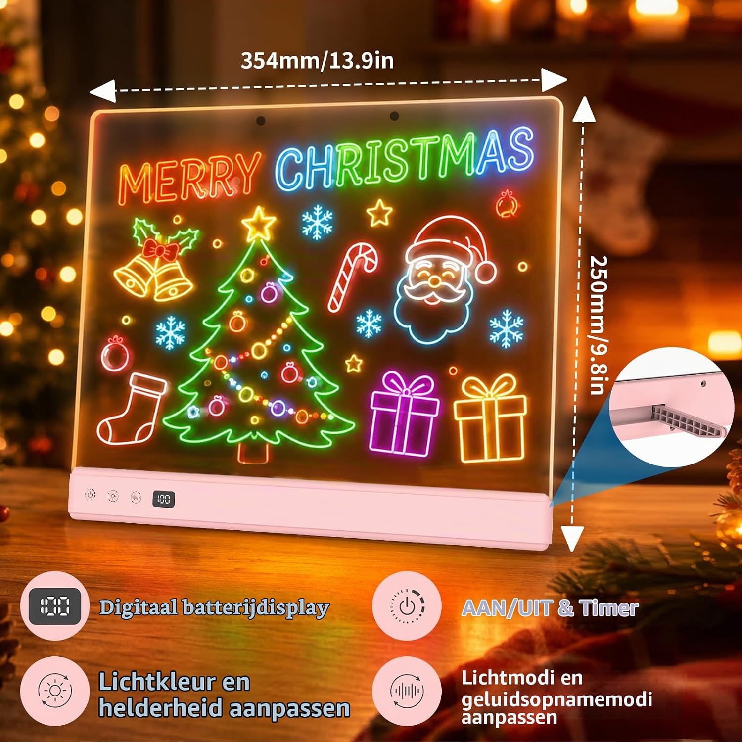 Detalle 2 de TOHETO LED-tekenbord voor kinderen, oplaadbaar met 7 RGB-kleuren en 9 lichtmodi