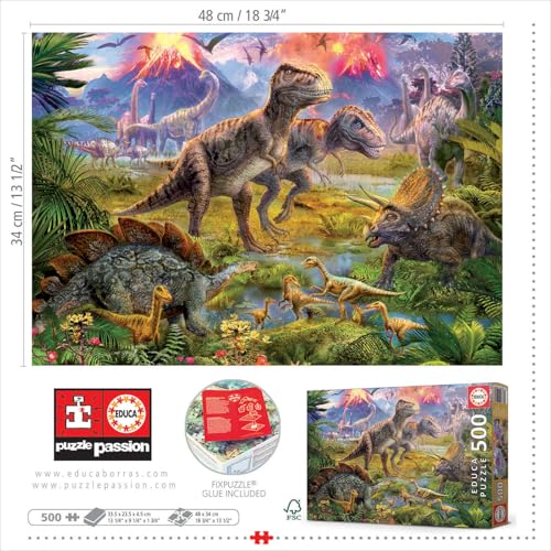 Thumbnail 4 de Educa 15969 - Puzzle 500 Piezas Dinosaurios 🦖 Con Pegamento