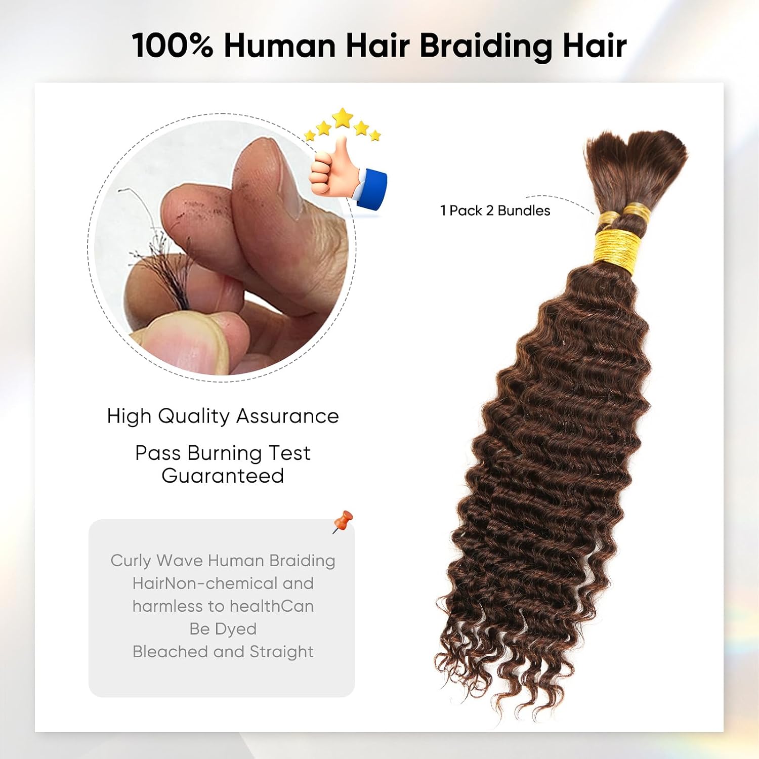 Detalle de Human Braiding Hair 20 Inch 100g Deep Wave