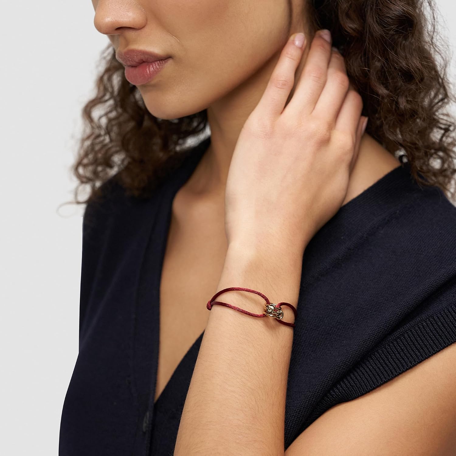 Thumbnail 1 de LIEBESKIND BERLIN Damen Schmuck Armband aus Edelstahl – IP Gold poliert, Stoffband, 21 cm