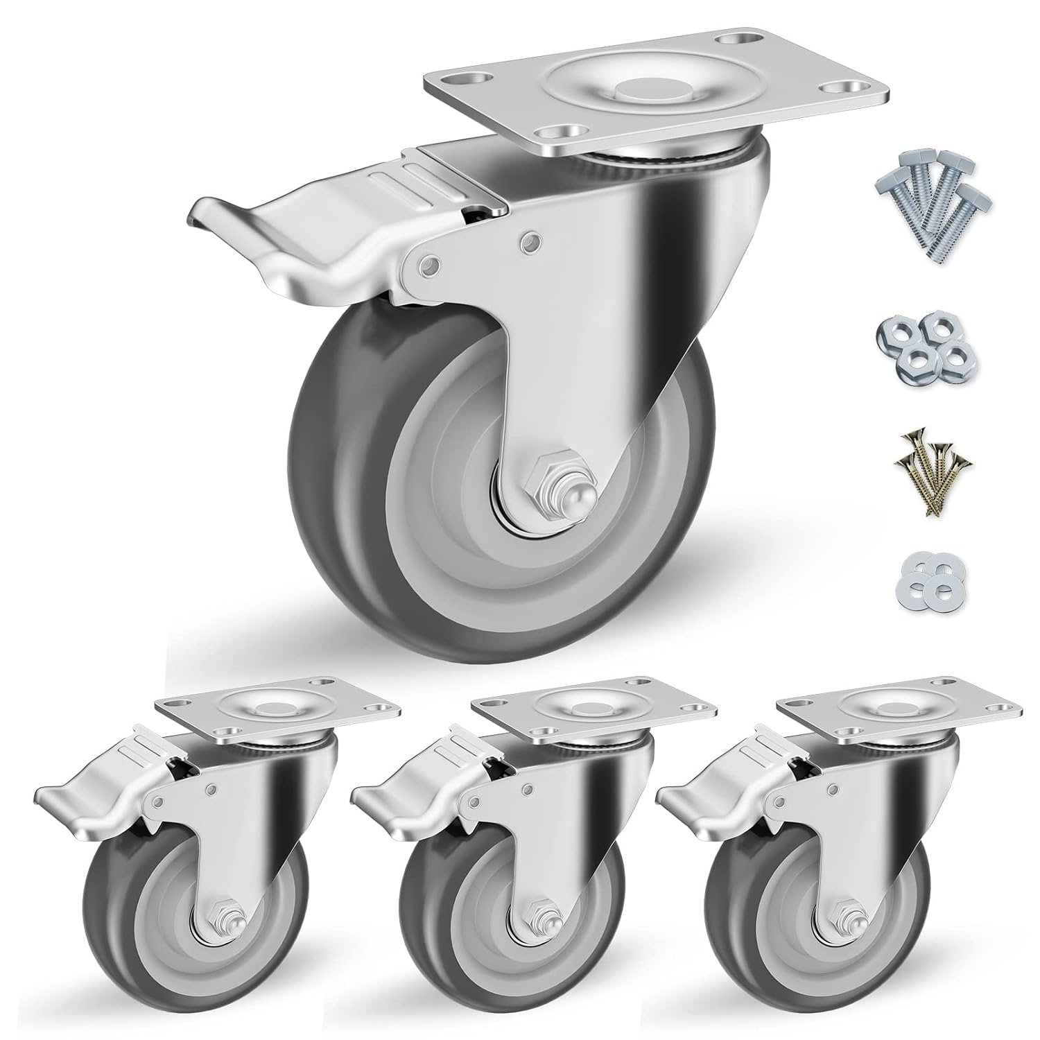 Detalle de CLOATFET Swivel Plate Casters 4-inch