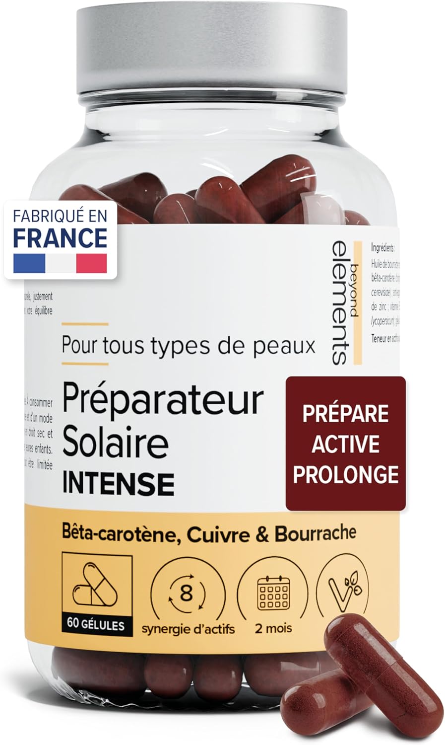 Préparateur Solaire 3-en-1 - Beyond Elements (Active & Prolonge Le Bron) – 2 mois, Vegan