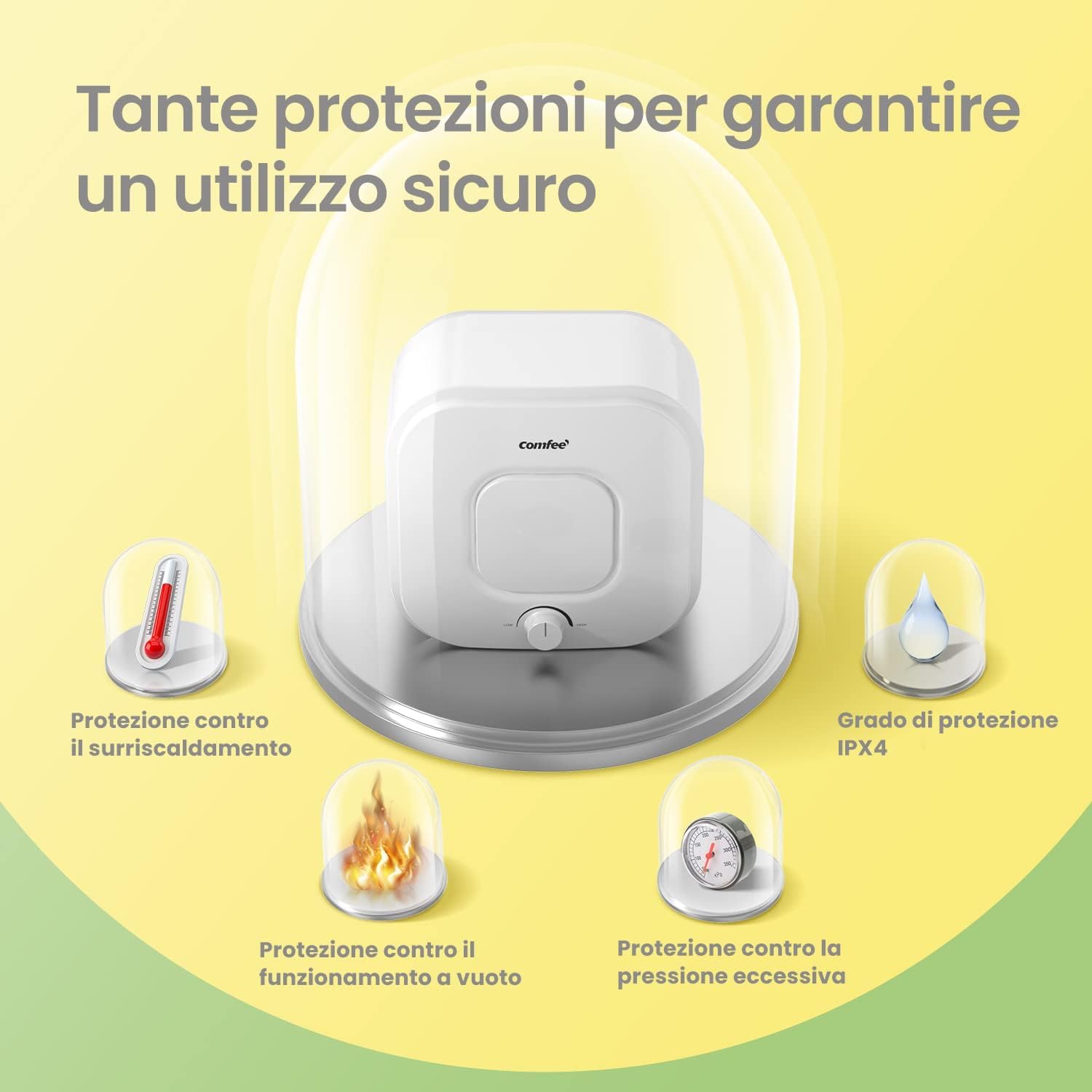 Detalle de Comfee’ Scaldabagno elettrico 10 litri D10-15VEO: sopra lavello, compatto e facile da installare
