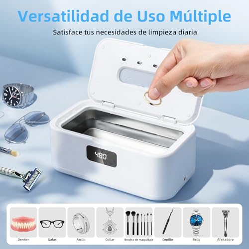 Detalle 2 de Aimmbiuty Limpiador Ultrasonidos Joyas Gafas Dental, 800ML