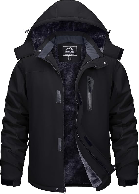 Detalle de TACVASEN Men's Ski and Snowboard Jacket, Fleece-Lined, Hooded and Windproof