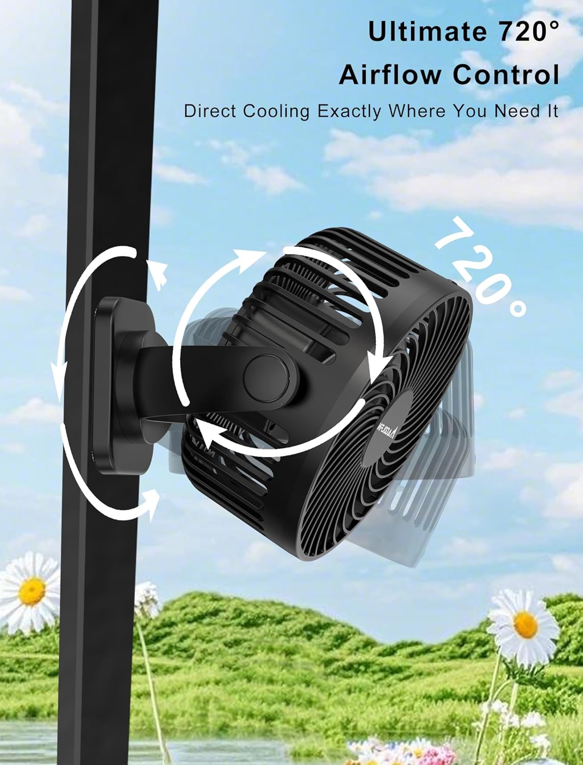 Detalle de Upgraded 2X Magnet 2-Pack: Magnetic Golf Cart Fan with Light and 12000mAh Battery
