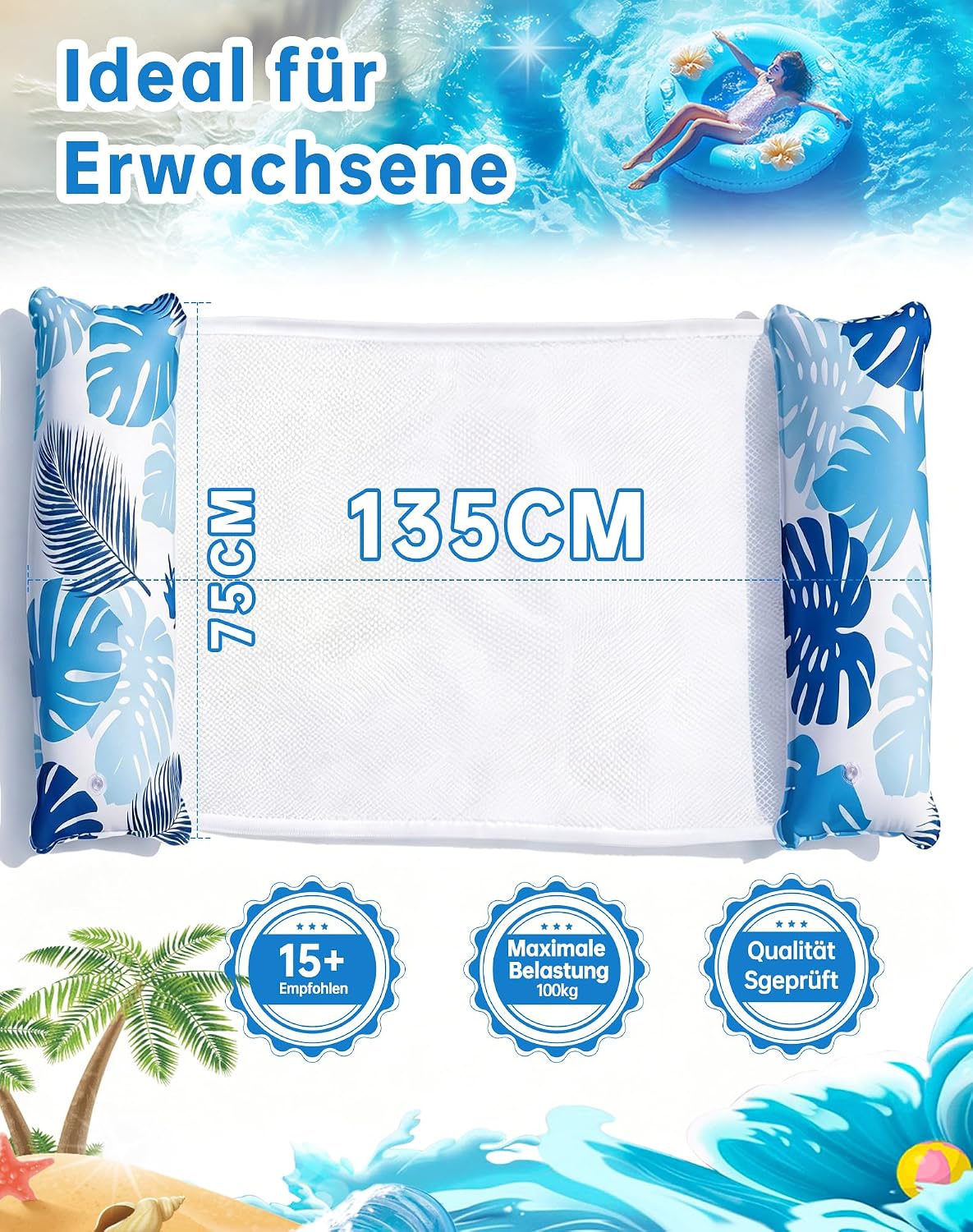 Thumbnail 2 de Wincany 2er Set Luftmatratze Pool XL – 4-in-1 Wasserhängematte mit Kopfstütze