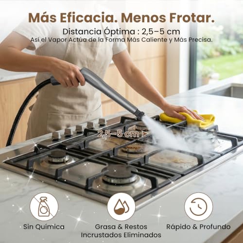 Detalle 2 de Vaporeta de Mano 15S Ablemark – Calentamiento rápido, depósito de 550 ml y 16 accesorios
