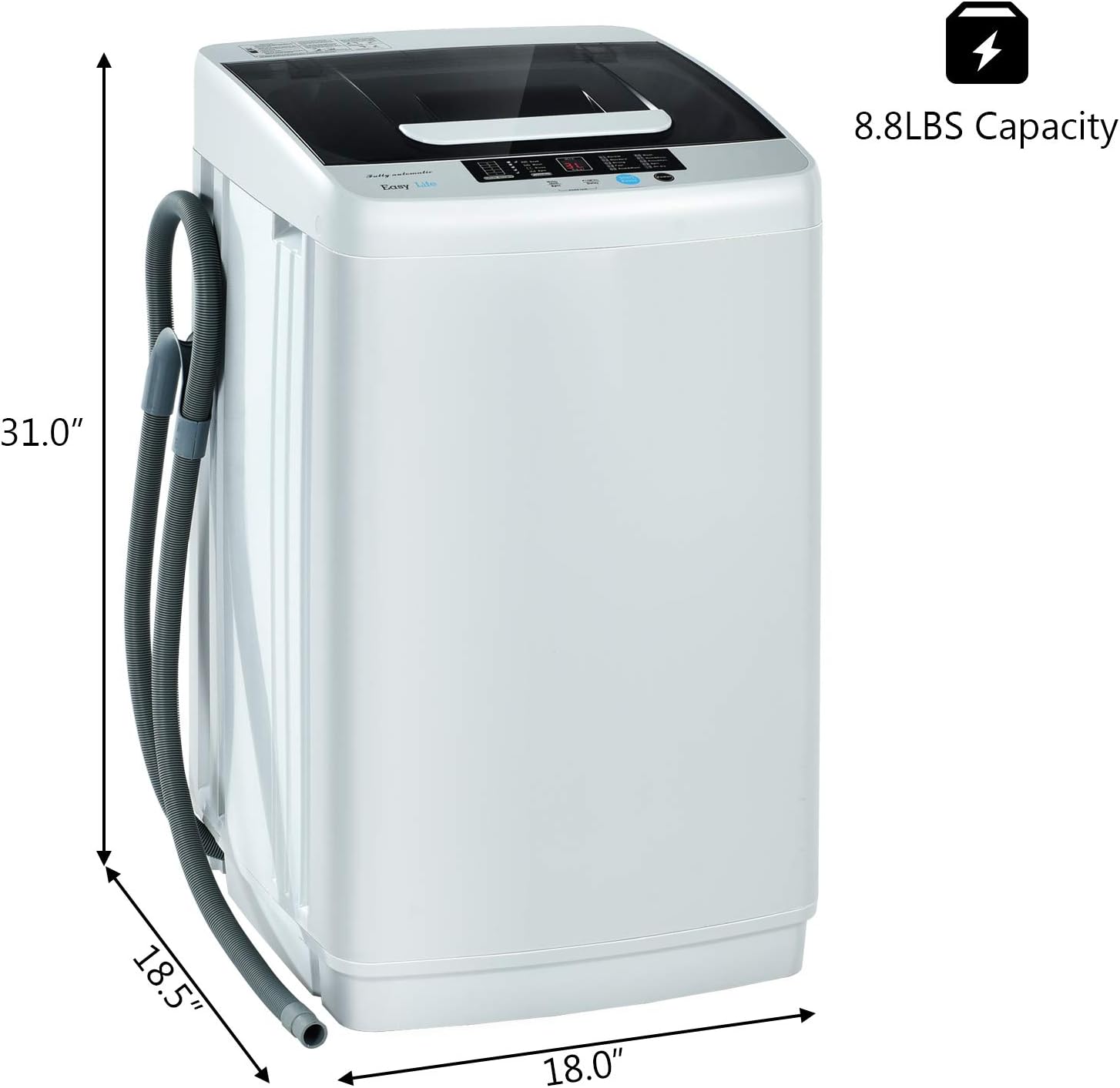 Detalle de COSTWAY 24640US-CYPE Portable Top-Load Washer, 8.8 lb, Drain Pump