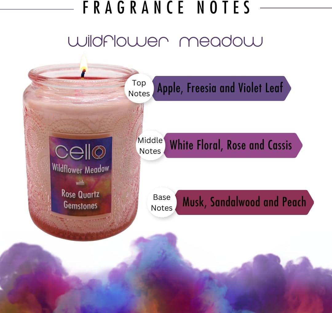 Thumbnail 3 de Cello Rose Quartz Scented Candle with Spinner (crystal carousel & rotary holder) for women